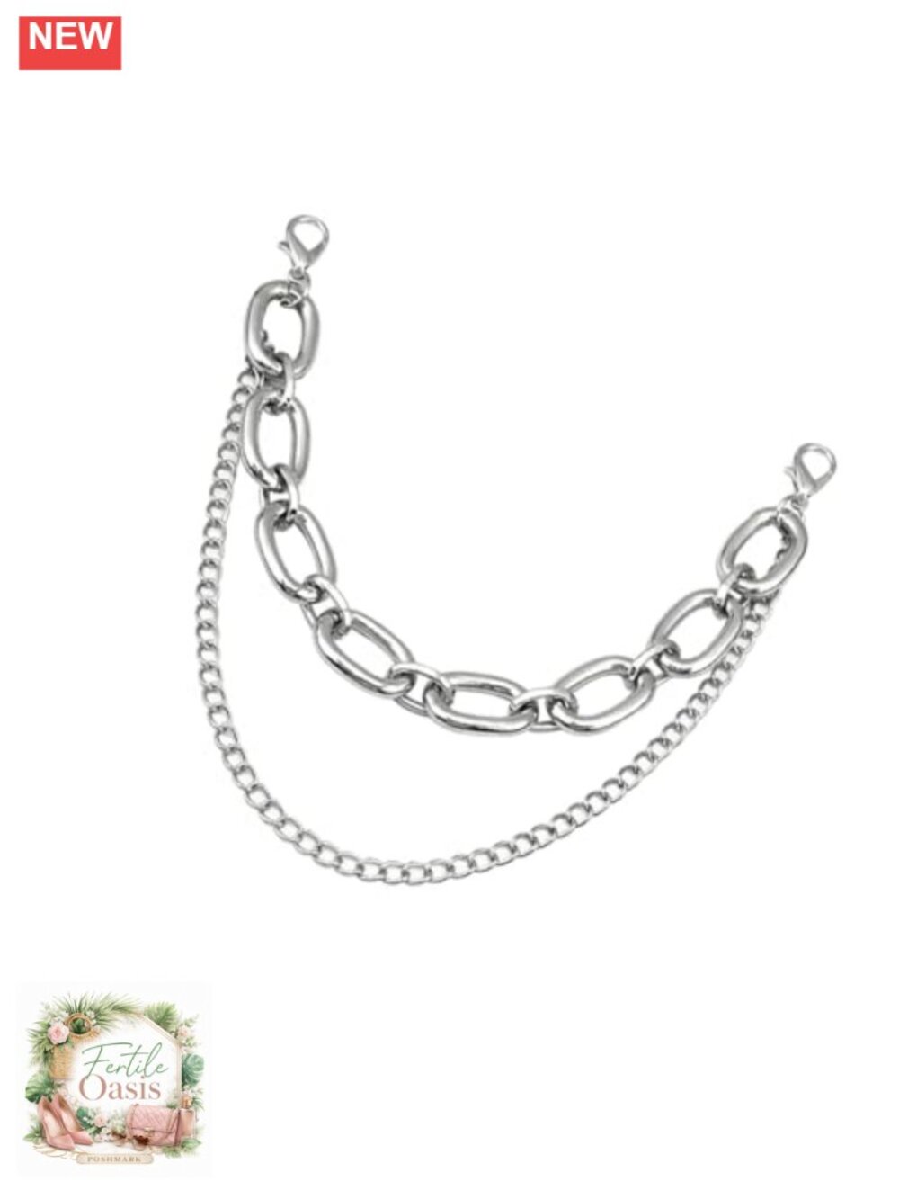 Double-Layer Silver Bag Chain Charm Punk Purse Keychain Decorative